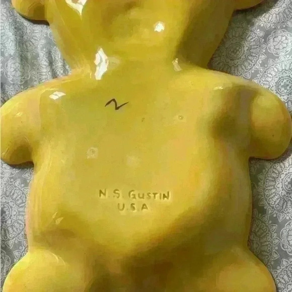 N.S. GUSTIN Teddy Bear Ceramic Cookie Tray Vintage Rare - Picture 2 of 2